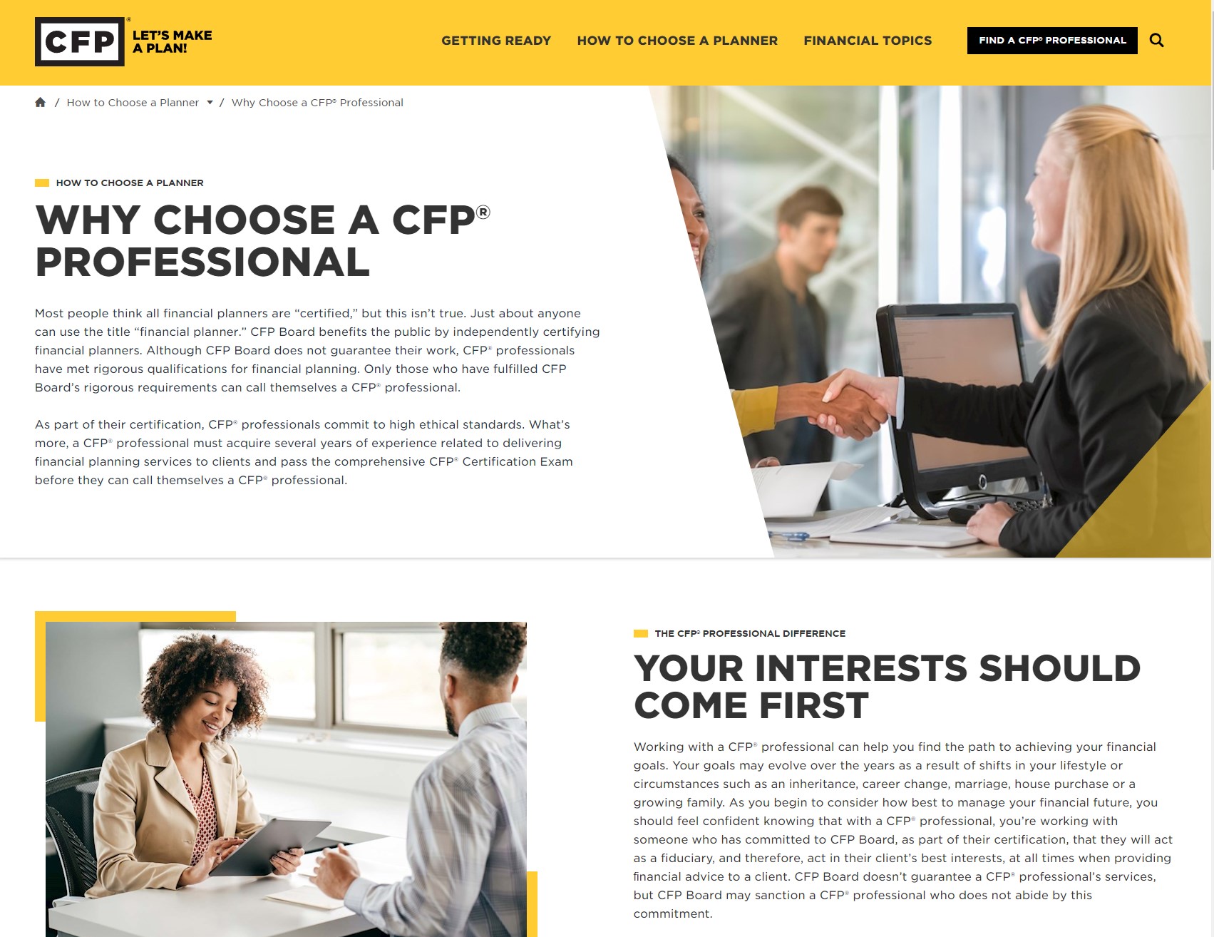 Why Chose CFP® Professional link to CFP® site